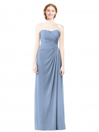 Affordable Strapless Long Chiffon Bridesmaid Dress with Sweetheart Neckline Canada