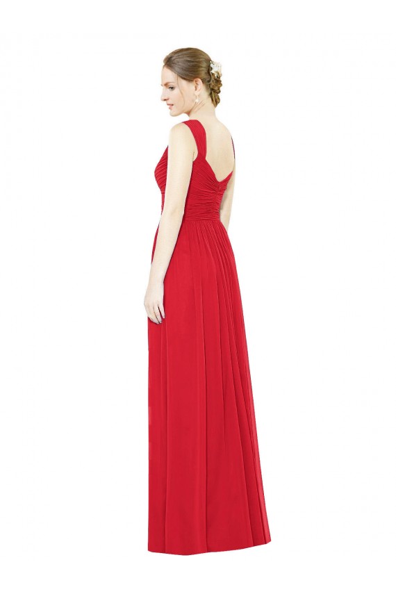 Affordable Full-Length Long Chiffon Bridesmaid Dress with Side Front Slit Canada