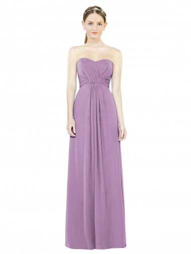 Affordable Sweetheart Neckline Strapless Chiffon Bridesmaid Dress with Wrap Pleat Canada