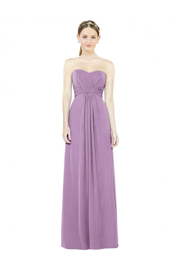 Affordable Sweetheart Neckline Strapless Chiffon Bridesmaid Dress with Wrap Pleat Canada