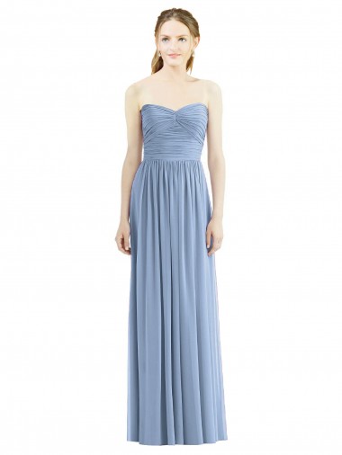 Affordable Strapless Long Chiffon Dress with Sweetheart Neckline And Draped Bodice Canada