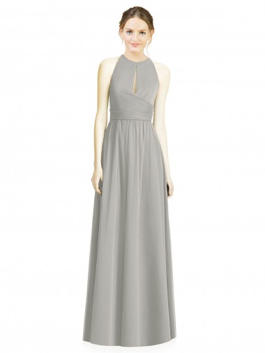 Affordable Draped Keyhole Long Chiffon Bridesmaid Dress Canada