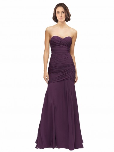 Affordable Full Length Chiffon Bridesmaid Dress with Sweetheart Neckline and Ruffles Canada