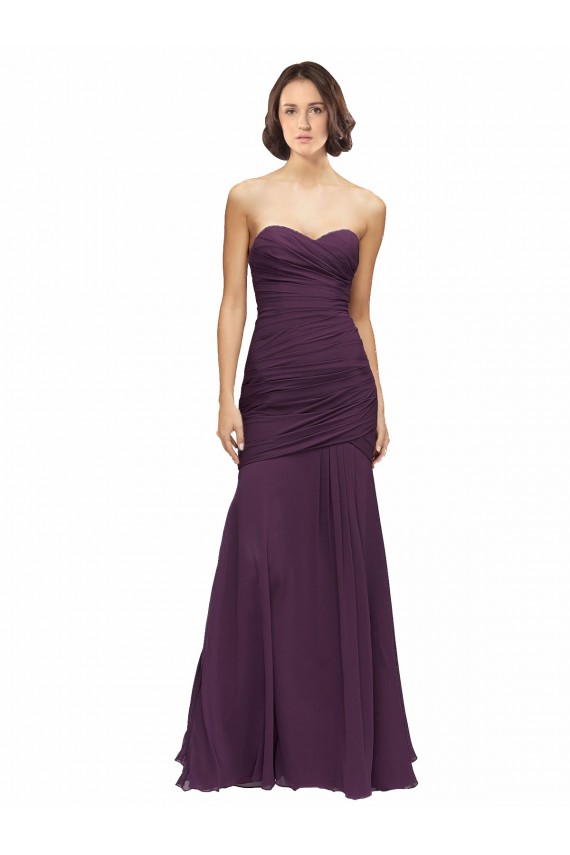 Affordable Full Length Chiffon Bridesmaid Dress with Sweetheart Neckline and Ruffles Canada