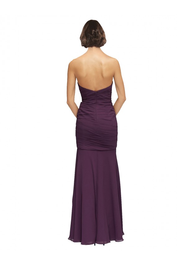 Affordable Full Length Chiffon Bridesmaid Dress with Sweetheart Neckline and Ruffles Canada