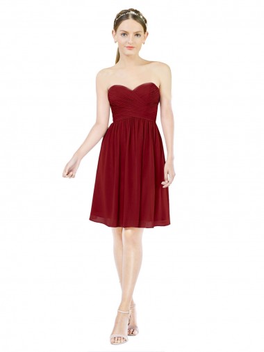 Affordable Short Sweetheart Knee Length Chiffon Cocktail Bridesmaid Dress with Open Back Canada