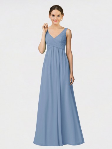 Affordable Long Chiffon Bridesmaid Dress with Sweetheart Neckline and Wide Straps Canada