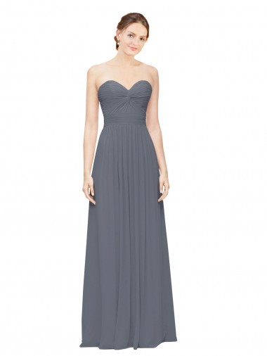 Affordable Twisted Waist Pleats Sweetheart Long Chiffon Bridesmaid Dress Canada