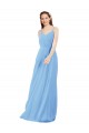 Affordable Pleated Low Back Long V-Neck Chiffon Bridesmaid Dress with Thin Straps Canada