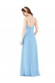 Affordable Pleated Low Back Long V-Neck Chiffon Bridesmaid Dress with Thin Straps Canada