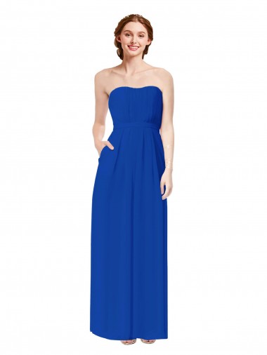Affordable Strapless Sweetheart Keyhole Back Long Chiffon Bridesmaid Dress Canada