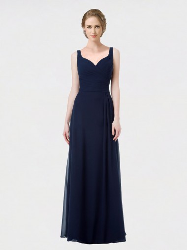 Affordable Long Chiffon Bridesmaid Dress with Sweetheart Neckline and Shoulder Straps Canada