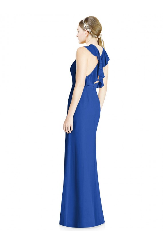 Affordable Criss Cross Low Back Halter Chiffon Bridesmaid Dress Canada