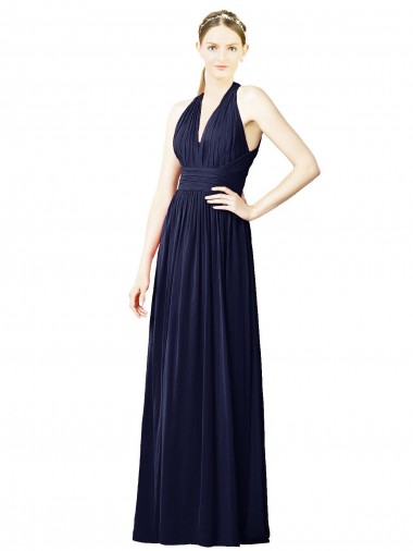 Affordable V-Neck Halter Long Open Back Chiffon Bridesmaid Dress Canada