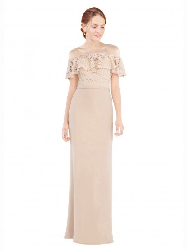Affordable Off the Shoulder Sleeves Sheath Chiffon Bridesmaid Dress / Prom Dress Canada