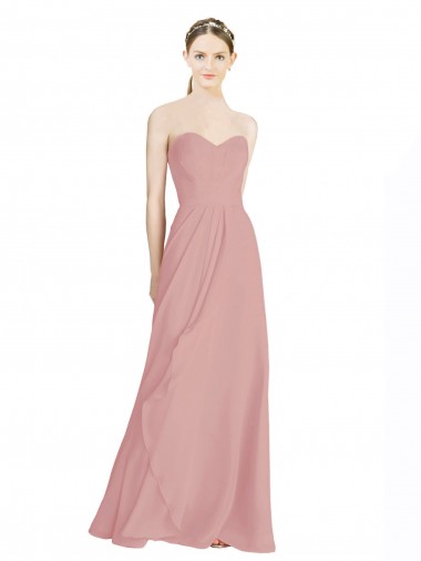 Affordable Daped A-Line Chiffon Bridesmaid Dress with Pleated Sweetheart Bodice Canada