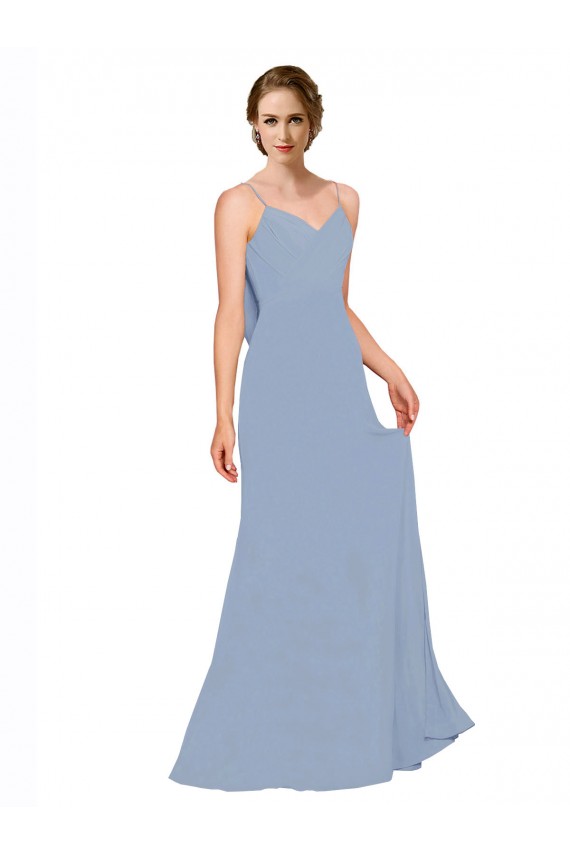 Affordable Cowl Back Long Chiffon Slip Bridesmaid Dress with Straps Canada