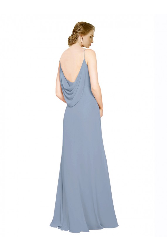 Affordable Cowl Back Long Chiffon Slip Bridesmaid Dress with Straps Canada