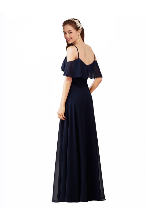 Affordable Chiffon Bridesmaids Dress with Off the Shoulder Ruffle Detail Canada