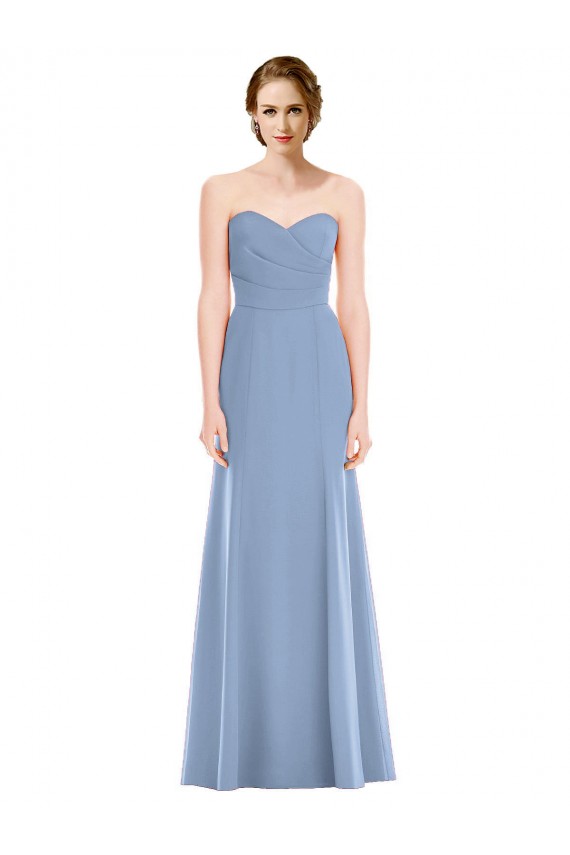 Affordable Draped Strapless Sweetheart Trumpet Chiffon Bridesmaid Dress Canada