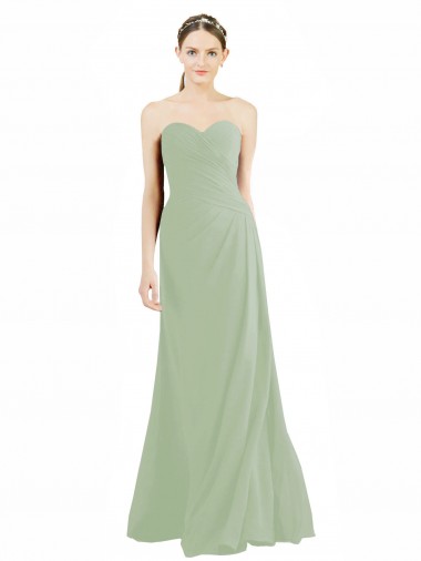 Affordable Sweetheart Neckline Draped Floor Length Chiffon Bridesmaid Dress Canada