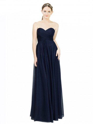 Affordable Strapless Sweetheart Long Chiffon Bridesmaid Dress Low Back Canada