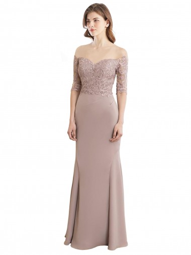 Affordable Sweetheart Neckline Long Sleeves Lace Bridesmaid Dress Canada