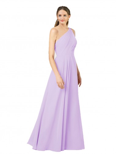 Affordable Grecian Inspired Simple One Shoulder Chiffon Formal Bridesmaid Dress with Ruching Canada