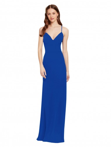 Affordable Chiffon Bridesmaid Dress with Deep V-Neck and Spaghetti Straps Canada