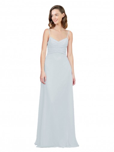 Affordable Slim A-Line Chiffon Bridesmaid Dress with Spaghetti Strap Gathered Bodice Canada