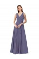 Affordable V-Neck Long Draped A-Line Chiffon Bridesmaid Dress Canada
