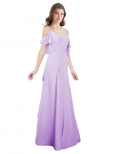 Affordable Chiffon Bridesmaid Dress with Draped Sweetheart Bodice and Off The Shoulder Flounces Canada