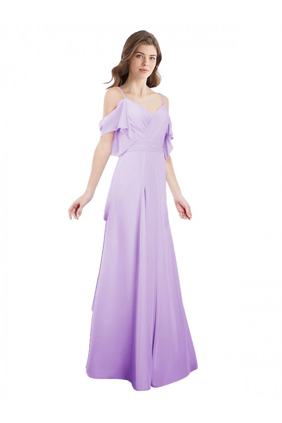 Affordable Chiffon Bridesmaid Dress with Draped Sweetheart Bodice and Off The Shoulder Flounces Canada