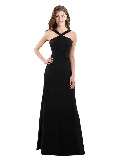 Affordable Chiffon A-Line Bridesmaid Dress with Criss Cross Halter Top Canada