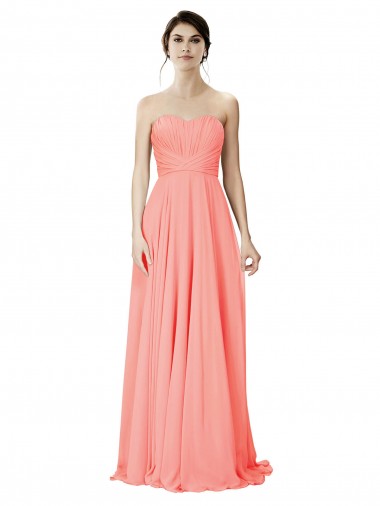 Affordable Strapless Chiffon Bridesmaid Dress with Ruched Sweetheart Neckline Canada
