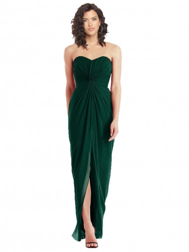 Affordable Twist Front Draped Chiffon Bridesmaid Dress with Slit Canada