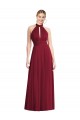 Affordable High-Neck Open Back Shirred Halter Maxi Bridesmaid Dress Canada