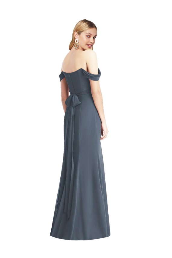 Affordable Off the Shoulder Criss Cross Bodice Trumpet Chiffon Bridesmaid Dress Canada