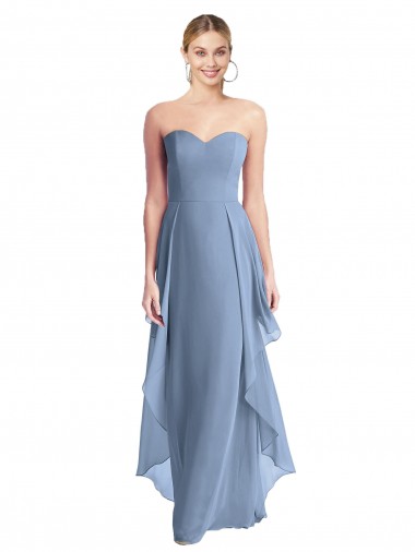 Affordable Strapless Chiffon Bridesmaid Dress with Skirt Overlay Canada