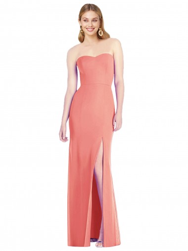 Affordable Strapless Chiffon Trumpet Bridesmaid Dress with Front Slit Canada