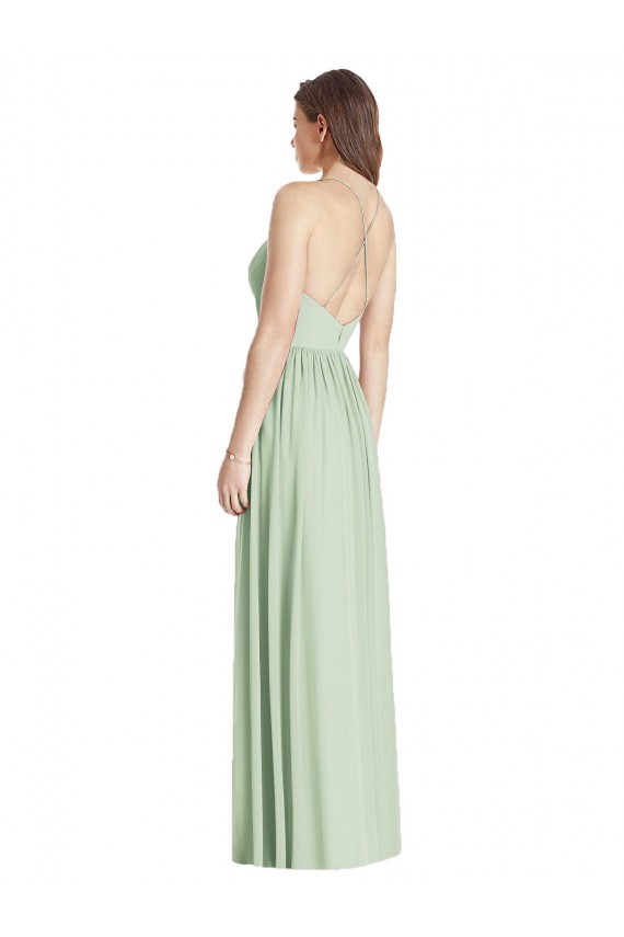 Affordable Criss Cross Strap Backless Maxi Long Chiffon Bridesmaid Dress Canada