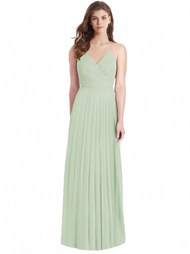 Affordable Ruffled Strap Cutout Wrap Maxi Chiffon Bridesmaid Dress Canada