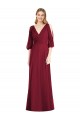 Affordable Draped V-Neck Bell Sleeves V-Back Chiffon Bridesmaid Dress Canada