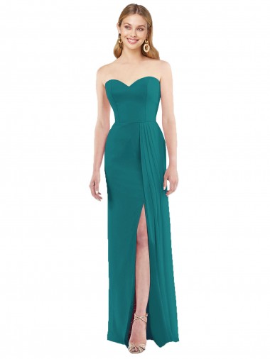 Affordable Sweetheart Neckline Lux Chiffon Bridesmaid Dress with Side Slit Canada