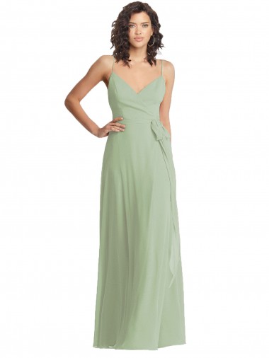 Affordable V-Neck Low Back Maxi Formal Wrap Chiffon Bridesmaid Dress Canada