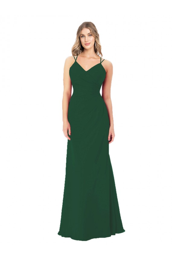 Affordable Criss Cross Strappy Chiffon Bridesmaid Dress Canada