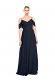 Affordable Draped Sleeves Flounce Neckline Long Chiffon Bridesmaid Dress with Spaghetti Straps Canada