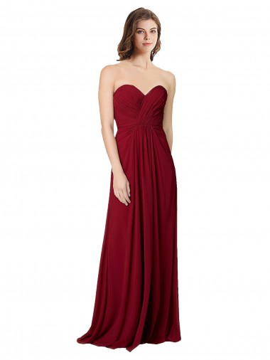 Affordable Draped Sweetheart Long Grecian Inspired Chiffon Bridesmaid Dress Canada