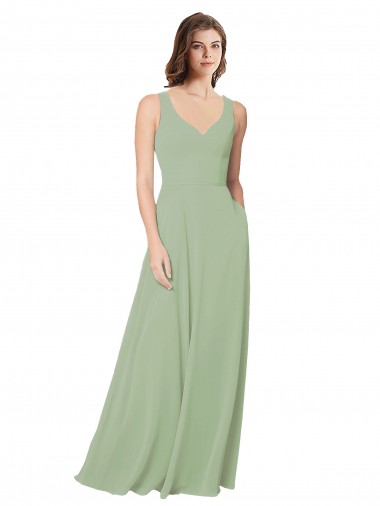 Affordable A-Line Open Back Chiffon Bridesmaid Dress with Pockets Canada