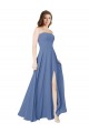 Affordable Strapless Long Chiffon Bridesmaid Dress with Front Slit Canada